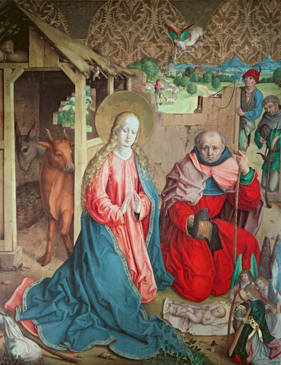 Adoration of the Shepherds, Far Left Panel from the Retable on the High Altar, 1480 by Master of the Carnation